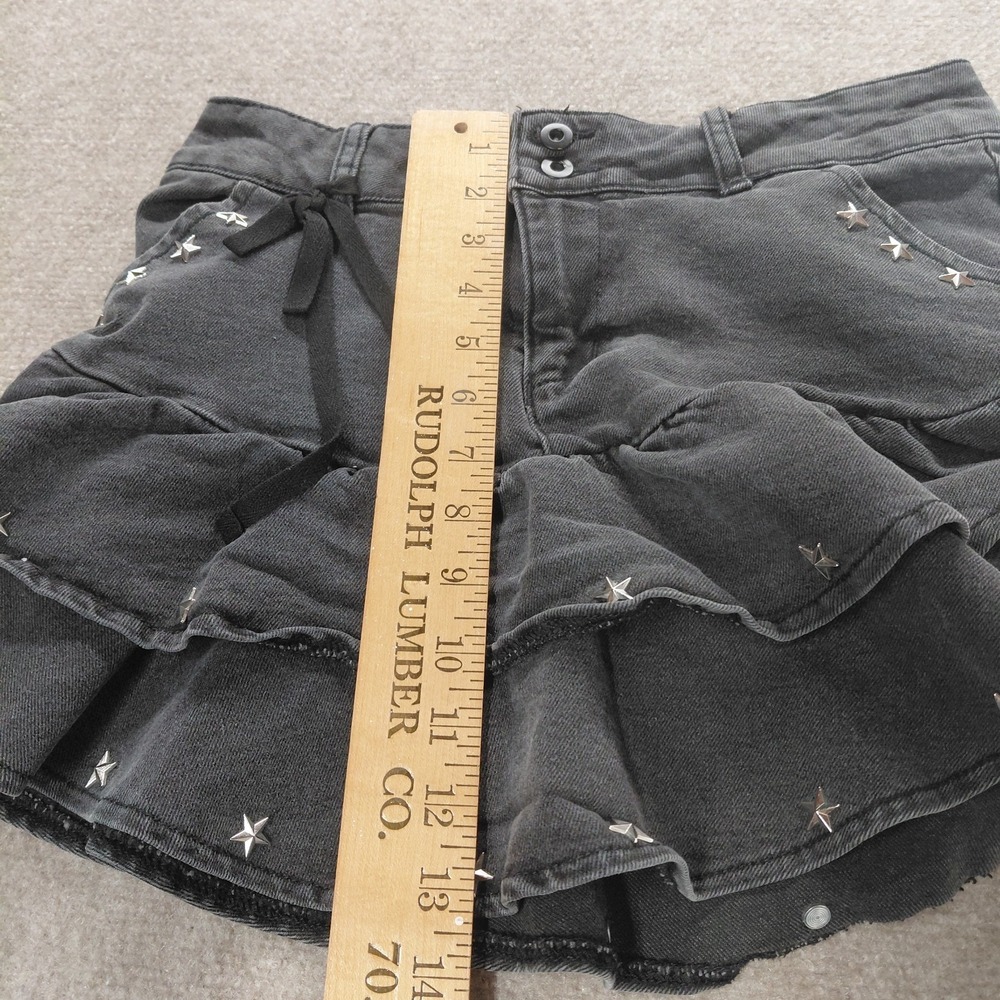 Social Collision Hot Topic Ruffle Star Studed Faded Black Denim Skirt Y2K Sz M - Picture 4 of 9